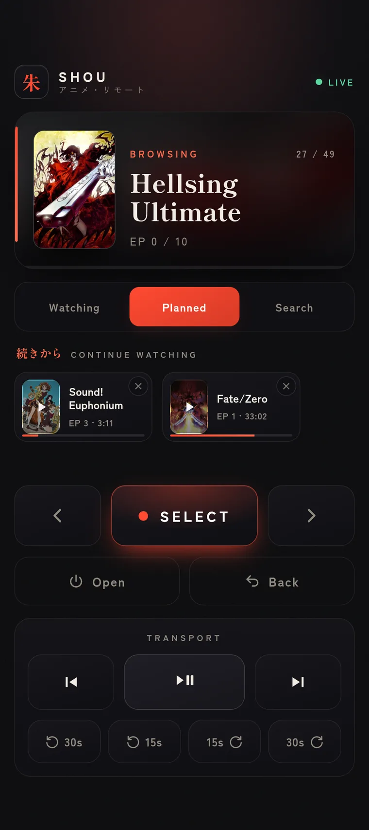 The phone remote mirroring the plan-to-watch list
